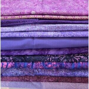 Shades of Purple Fabric Lot Quilting Crafts Sewing Art Project Cotton Prints